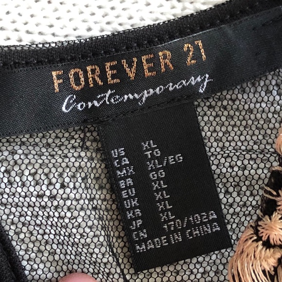 Forever21 Edgy Floral Embroidered Mesh Top - Picture 9 of 10